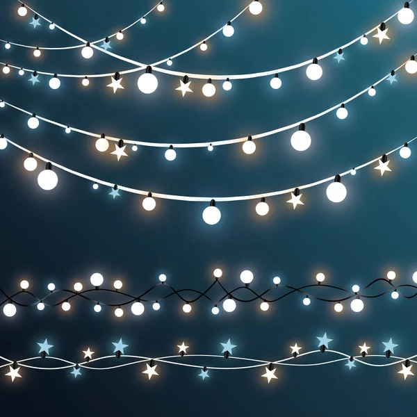 Рождественские огни изолированы на прозрачном фоне. Новогодняя гирлянда. Векторная иллюстрация — стоковый вектор