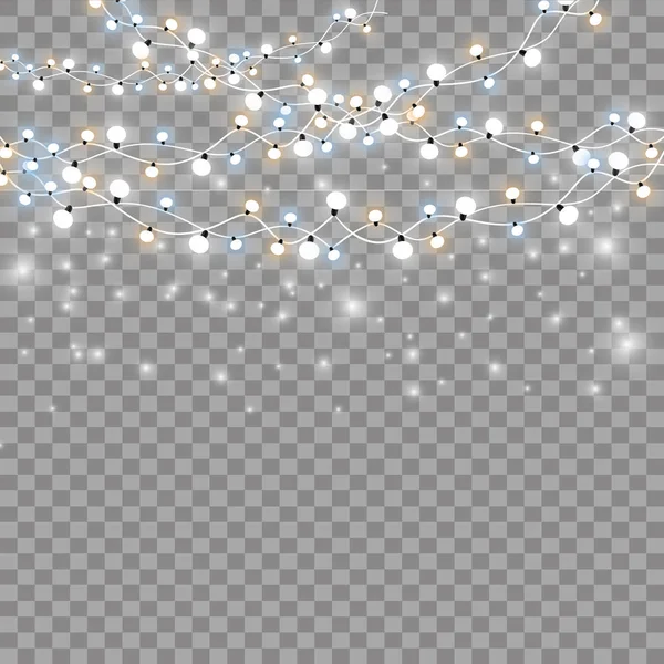 Lumières Noël Isolées Éléments Conception Réalistes Lumières Lumineuses Pour Noël — Image vectorielle