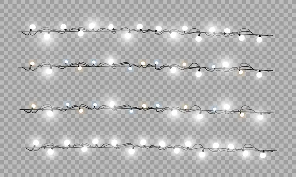 Luzes Natal Isolado Elementos Design Realista Luzes Brilhantes Para Xmas —  Vetores de Stock