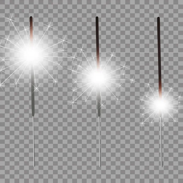 圣诞节现实的灯光效果 分离的火花光矢量设计元件 圣诞节贺卡设计用发光火花的透明模板 新年快乐装饰灯 — 图库矢量图片