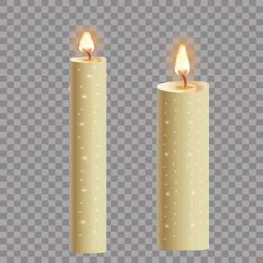 Mumlar gerçekçi kümesi üzerinde izole koyu arka plan vektör 3d çizim alev