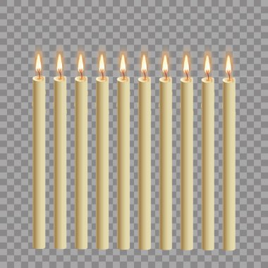 3D set gerçekçi şeffaf arka plan üzerinde izole mumlar alkol. Vektör çizim