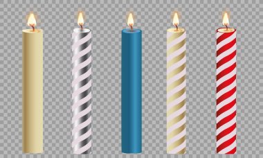 3D set gerçekçi şeffaf arka plan üzerinde izole mumlar alkol. Vektör çizim