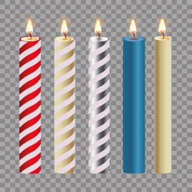 3D set gerçekçi şeffaf arka plan üzerinde izole mumlar alkol. Vektör çizim