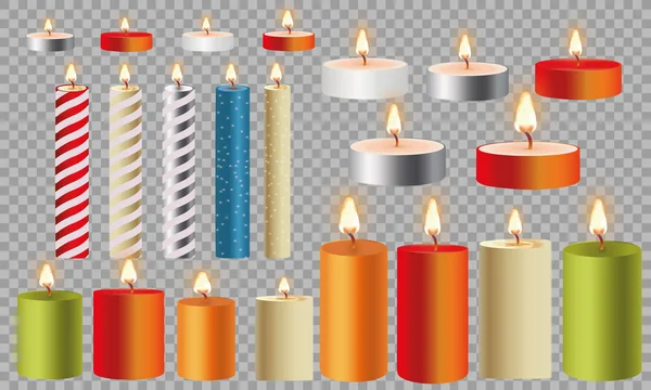 Conjunto Velas Parafina Realistas Isoladas Fundo Transparente Ilustração Vetorial —  Vetores de Stock