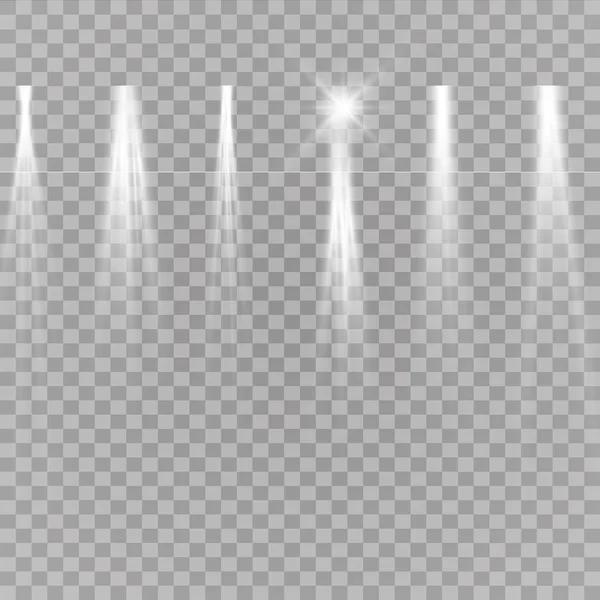 Колекція Освітлення Сцени Прозорі Ефекти Яскраве Освітлення Прожекторами — стоковий вектор