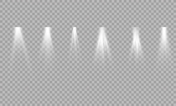 Scene Illumination Collectie Transparante Effecten Heldere Verlichting Met Spots — Stockvector