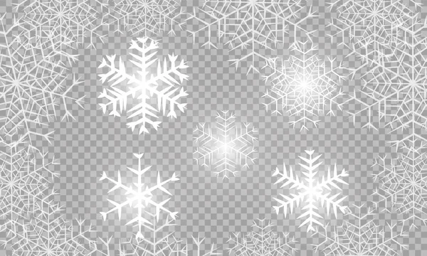 Conjunto Copos Nieve Vectoriales Para Diseño Navideño — Vector de stock