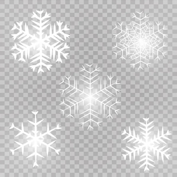 Conjunto Copos Nieve Vectoriales Para Diseño Navideño — Vector de stock