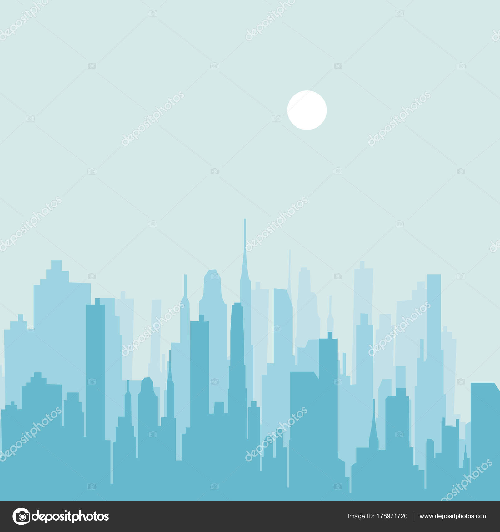 City Skyline Vector Illustration Urban Landscape Blue City Silhouette Cityscape Stock Vector Image By C Iskanderova An Gmail Com