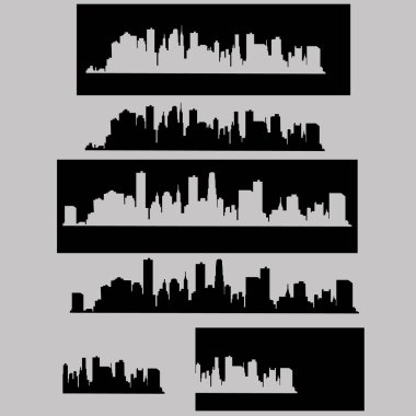 Düz bir stil şehir silüeti. Modern kentsel landscape.vector illüstrasyon