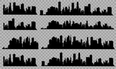 Düz bir stil şehir silüeti. Modern kentsel landscape.vector illüstrasyon
