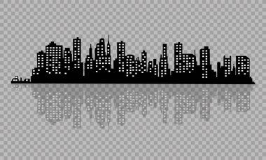 Düz bir stil şehir silüeti. Modern kentsel landscape.vector illüstrasyon