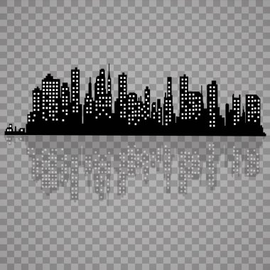 Düz bir stil şehir silüeti. Modern kentsel landscape.vector illüstrasyon
