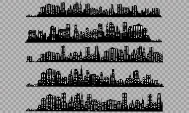 Düz bir stil şehir silüeti. Modern kentsel landscape.vector illüstrasyon