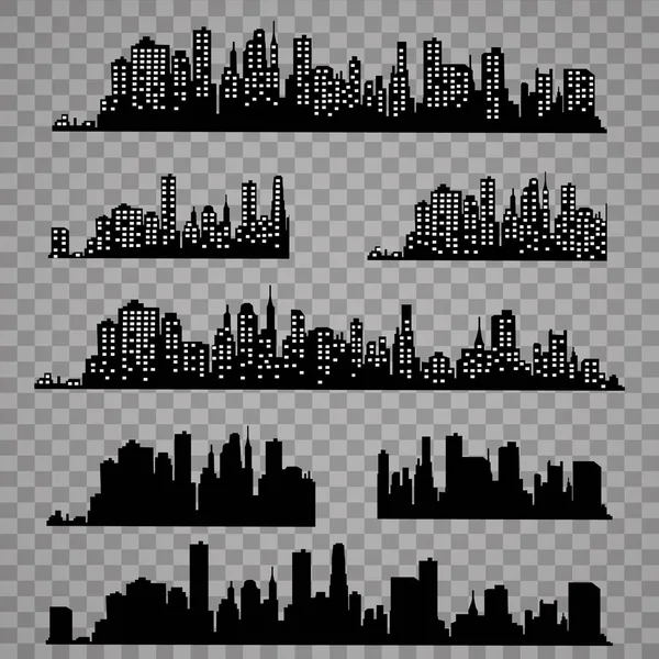 Silhouette Ville Dans Style Plat Illustration Moderne Paysage Urbain Vectoriel — Image vectorielle