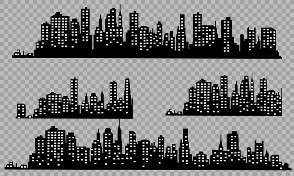 Silhouette Ville Dans Style Plat Illustration Moderne Paysage Urbain Vectoriel — Image vectorielle