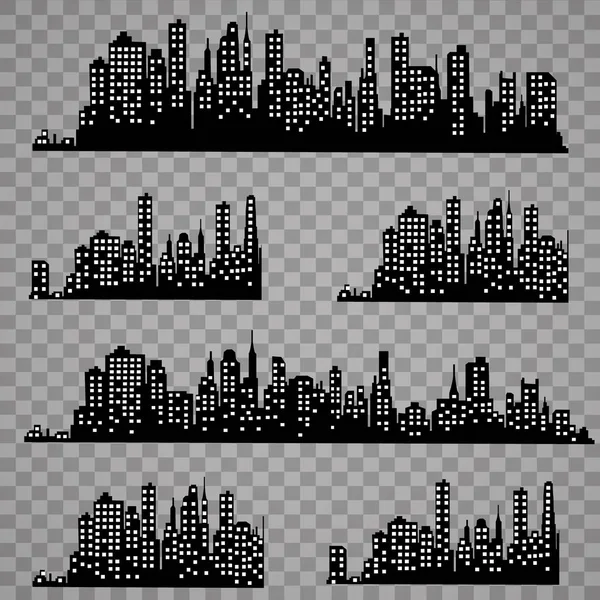 Silueta Města Ploché Styl Moderní Městská Landscape Vector Obrázek — Stockový vektor