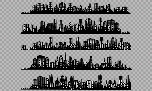 Silhouette City Flat Style Modern Urban Landscape Vector Illustration — Stock Vector