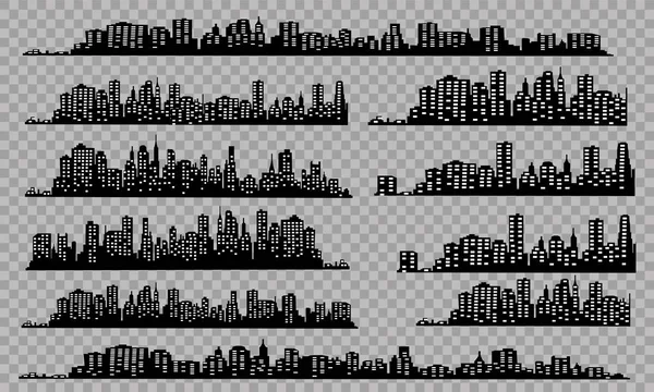 Het Silhouet Van Stad Een Vlakke Stijl Moderne Stedelijke Landscape — Stockvector