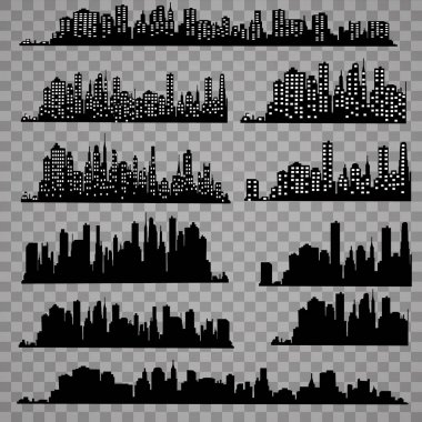 Düz bir stil şehir silüeti. Modern kentsel landscape.vector illüstrasyon