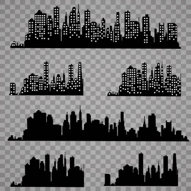 Düz bir stil şehir silüeti. Modern kentsel landscape.vector illüstrasyon