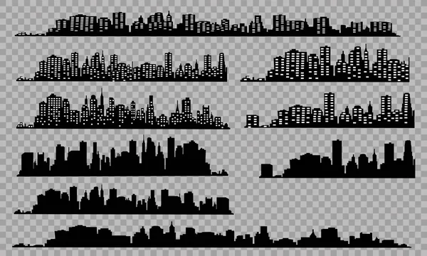 Силуэт Города Плоском Стиле Современная Городская Ландшафтная Иллюстрация — стоковый вектор