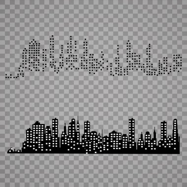 Düz bir stil şehir silüeti. Modern kentsel landscape.vector illüstrasyon