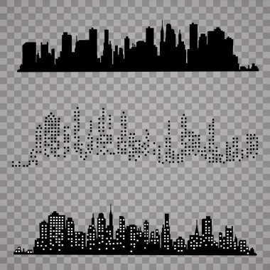 Düz bir stil şehir silüeti. Modern kentsel landscape.vector illüstrasyon