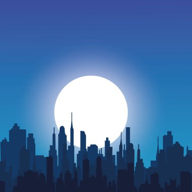 Düz bir stil şehir silüeti. Modern kentsel landscape.vector illüstrasyon