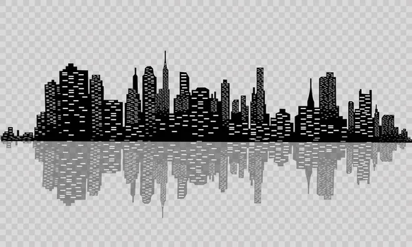 Silhouette City Flat Style Modern Urban Landscape Vector Illustration — Stock Vector