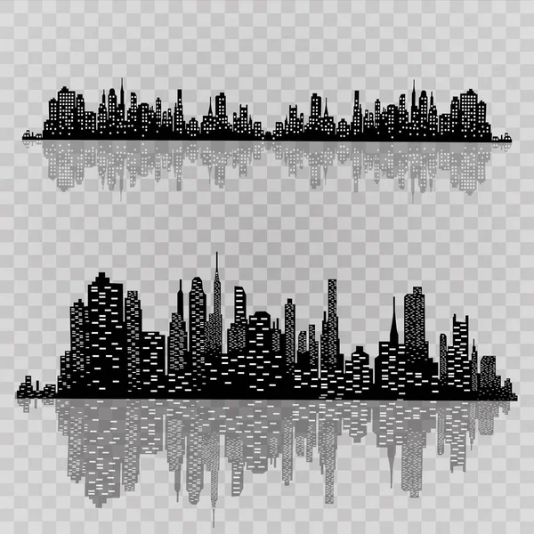 Silhouette City Flat Style Modern Urban Landscape Vector Illustration — Stock Vector