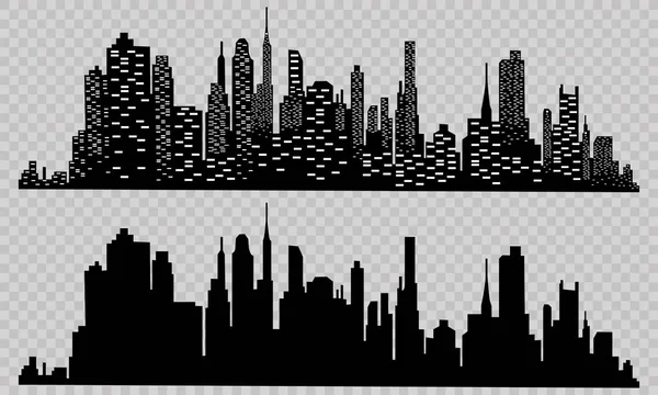 Silueta Ciudad Estilo Plano Ilustración Paisaje Urbano Moderno — Vector de stock