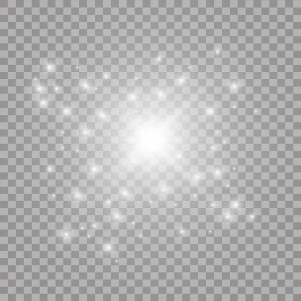 White Iridescent Light Effect Star Design Shiny Transparent Rays Vector — Stock Vector
