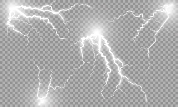 Ilustratorzy Wektor Efekt Lightning Oświetlenie Grzmot Pioruna Ciemnym Niebieskim Tle — Wektor stockowy