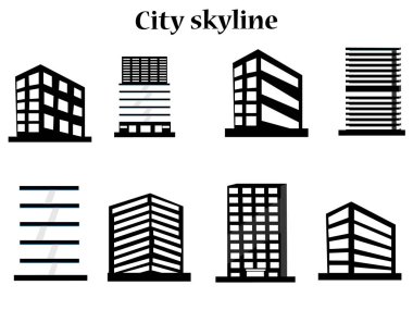 Düz bir stil şehir silüeti. Modern kentsel landscape.vector illüstrasyon