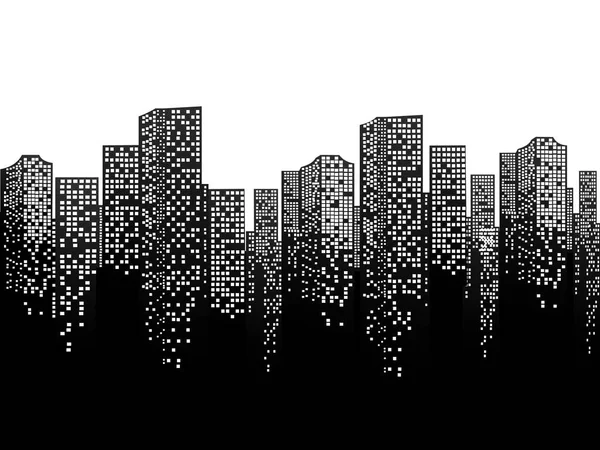 Silhouette Ville Dans Style Plat Illustration Moderne Paysage Urbain Vectoriel — Image vectorielle