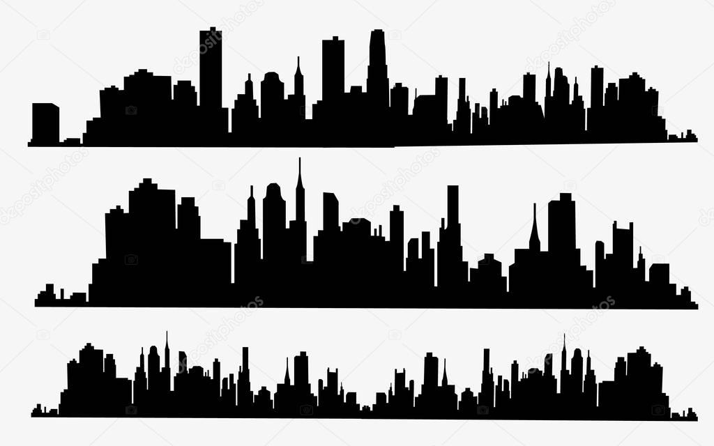 City skyline silhouette background. Vector illustration. The silhouette of the city in a flat style. Modern urban landscape.vector illustration