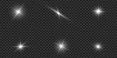 Parlama ışık efekti. Vektör çizim. Noel flash kavramı. Soyut parlama ışık ışınlarının vektör çizim. Bir dizi yıldız, ışık ve parlaklık, ışınları ve parlaklık. Vektör parlayan ışık efekti kümesi patlamaları parıldıyor ile yıldız.