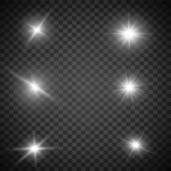 Parlama ışık efekti. Vektör çizim. Noel flash kavramı. Soyut parlama ışık ışınlarının vektör çizim. Bir dizi yıldız, ışık ve parlaklık, ışınları ve parlaklık. Vektör parlayan ışık efekti kümesi patlamaları parıldıyor ile yıldız.