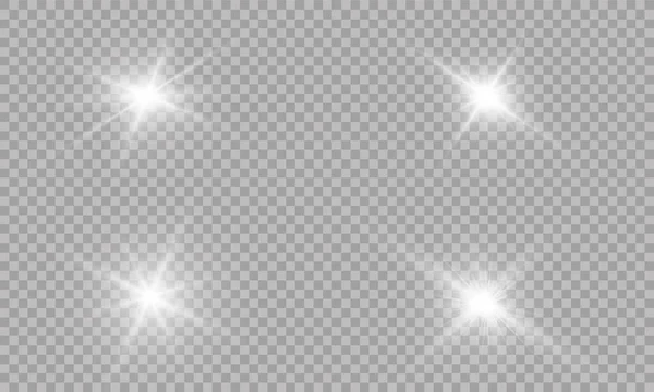 Glow light effect. Vector illustration. Christmas flash Concept. Vector illustration of abstract flare light rays. A set of stars, light and radiance, rays and brightness. Set of Vector glowing light effect stars bursts with sparkles.