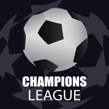 Topu izle, zamanı geldi. Futbol Ligi şampiyonu, birlikte oynar. Takım sporu, top ve ışık uçar. Vektör çizim.