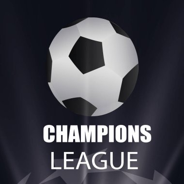 Topu izle, zamanı geldi. Futbol Ligi şampiyonu, birlikte oynar. Takım sporu, top ve ışık uçar. Vektör çizim.