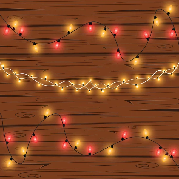 Luces Navidad Brillantes Aislados Elementos Diseño Realistas Guirnaldas Decoraciones Navideñas — Vector de stock