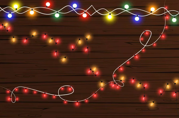 Gloeiende Kerstverlichting Geïsoleerde Realistische Design Elementen Bloemenslingers Kerstversiering Lichteffecten Kerst — Stockvector