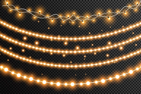 輝くクリスマス ライト分離の現実的なデザイン要素です クリスマス装飾ライト効果 — ストックベクタ