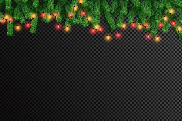 Gloeiende Christmas Lights Geïsoleerde Realistische Ontwerpelementen Slingers Kerstversiering Licht Effecten — Stockvector