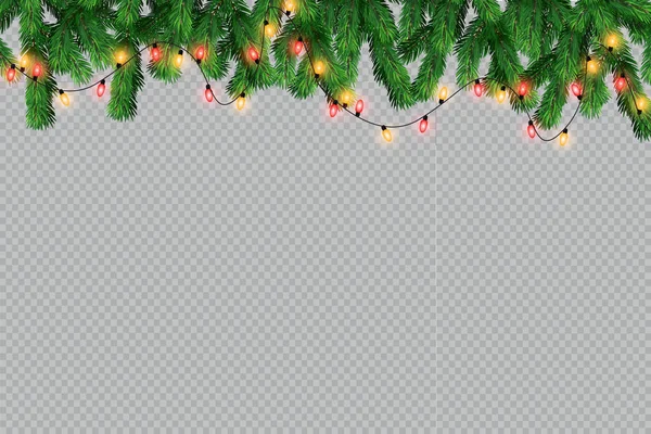 Luces Navidad Brillantes Aislados Elementos Diseño Realistas Guirnaldas Decoraciones Navideñas — Vector de stock