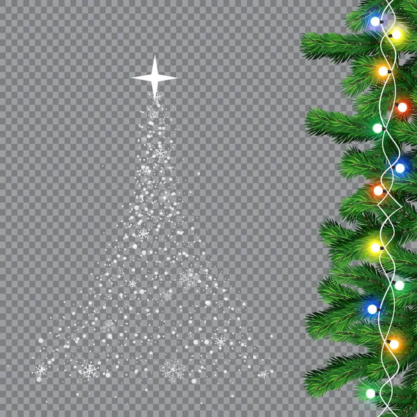 Zářící Vánoční Světla Věnec Vánoční Ozdoby Světelné Efekty Šťastný Nový — Stockový vektor