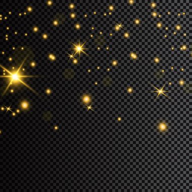 Altın parçacıklar. Parlak sarı bokeh daireler soyut altın lüks arka plan